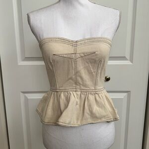 Sofie the Label - Cream Denim Strapless Peplum Top (small)